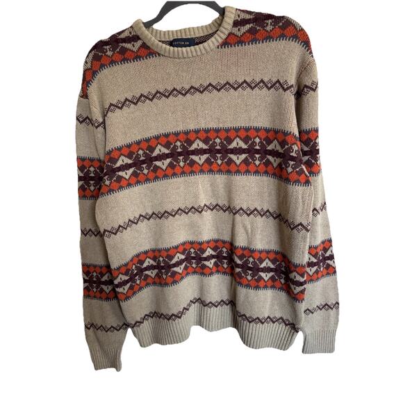 Cotton On Men’s Crew Neck Sweater Sz M Aztec Print 100% Cotton Outdoors Preppy - Picture 1 of 4